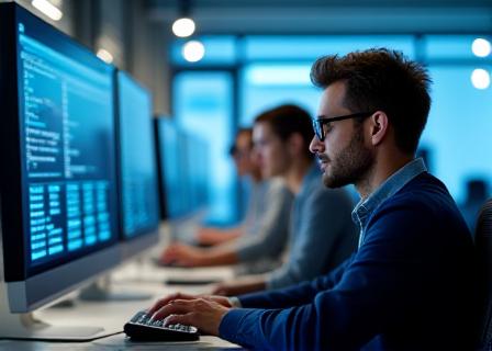 UmbraCore specialized support team working in a high-tech office environment